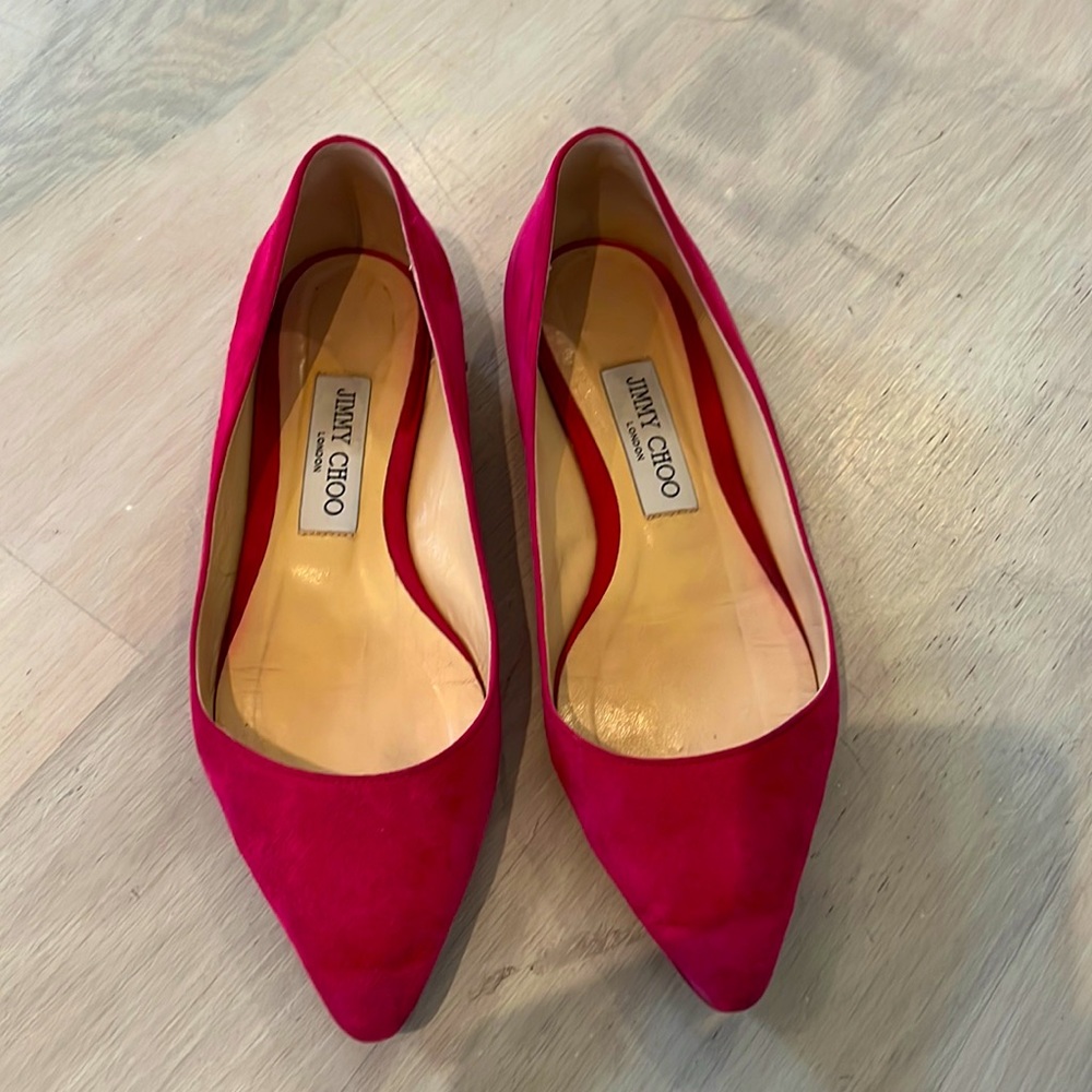 Jimmy choo pink suede flats